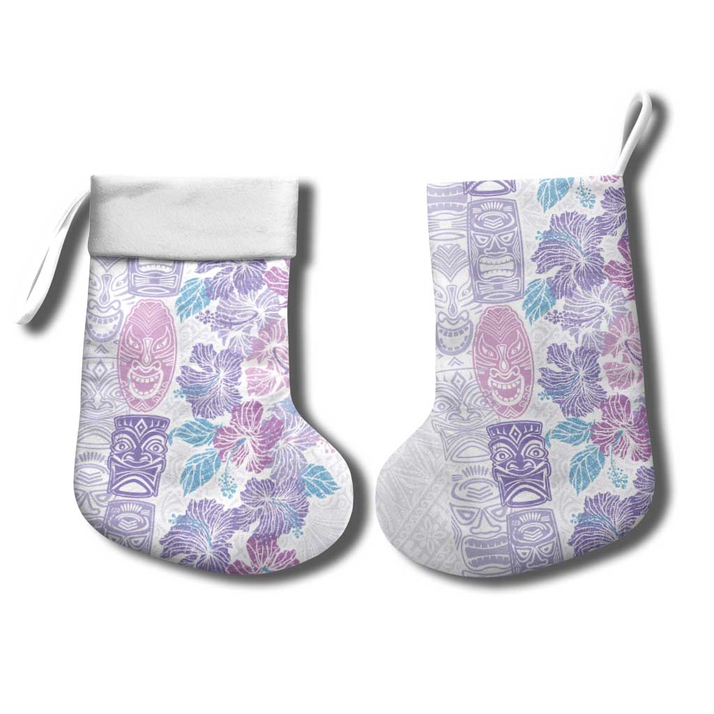 Christmas Aloha Hawaii Tiki Christmas Stocking Hibiscus Winter Colors - Polynesian Pride