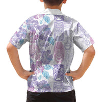 Christmas Aloha Hawaii Tiki Family Matching Long Sleeve Bodycon Dress and Hawaiian Shirt Hibiscus Winter Colors - Polynesian Pride