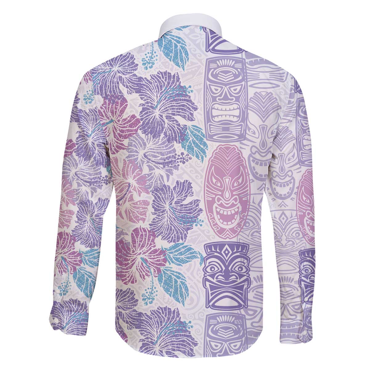 Christmas Aloha Hawaii Tiki Family Matching Off The Shoulder Long Sleeve Dress and Hawaiian Shirt Hibiscus Winter Colors - Polynesian Pride