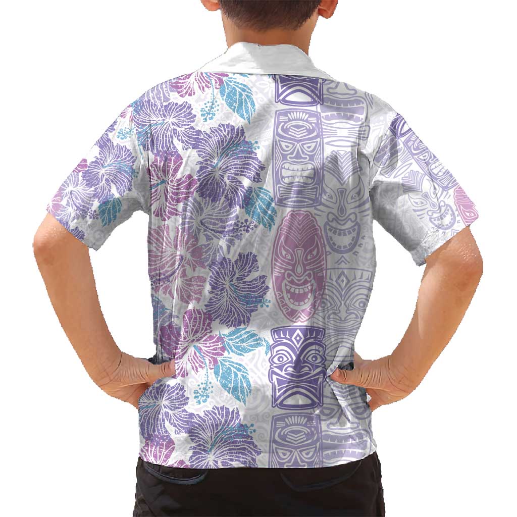 Christmas Aloha Hawaii Tiki Family Matching Off Shoulder Short Dress and Hawaiian Shirt Hibiscus Winter Colors - Polynesian Pride