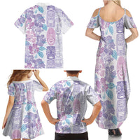 Christmas Aloha Hawaii Tiki Family Matching Summer Maxi Dress and Hawaiian Shirt Hibiscus Winter Colors - Polynesian Pride