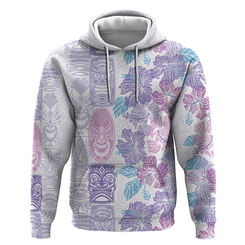 Christmas Aloha Hawaii Tiki Hoodie Hibiscus Winter Colors - Polynesian Pride