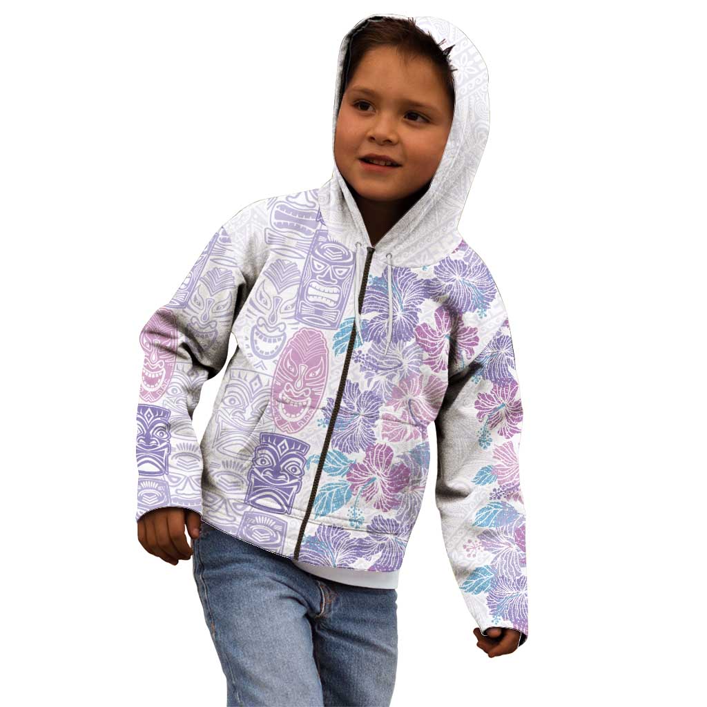 Christmas Aloha Hawaii Tiki Kid Hoodie Hibiscus Winter Colors - Polynesian Pride