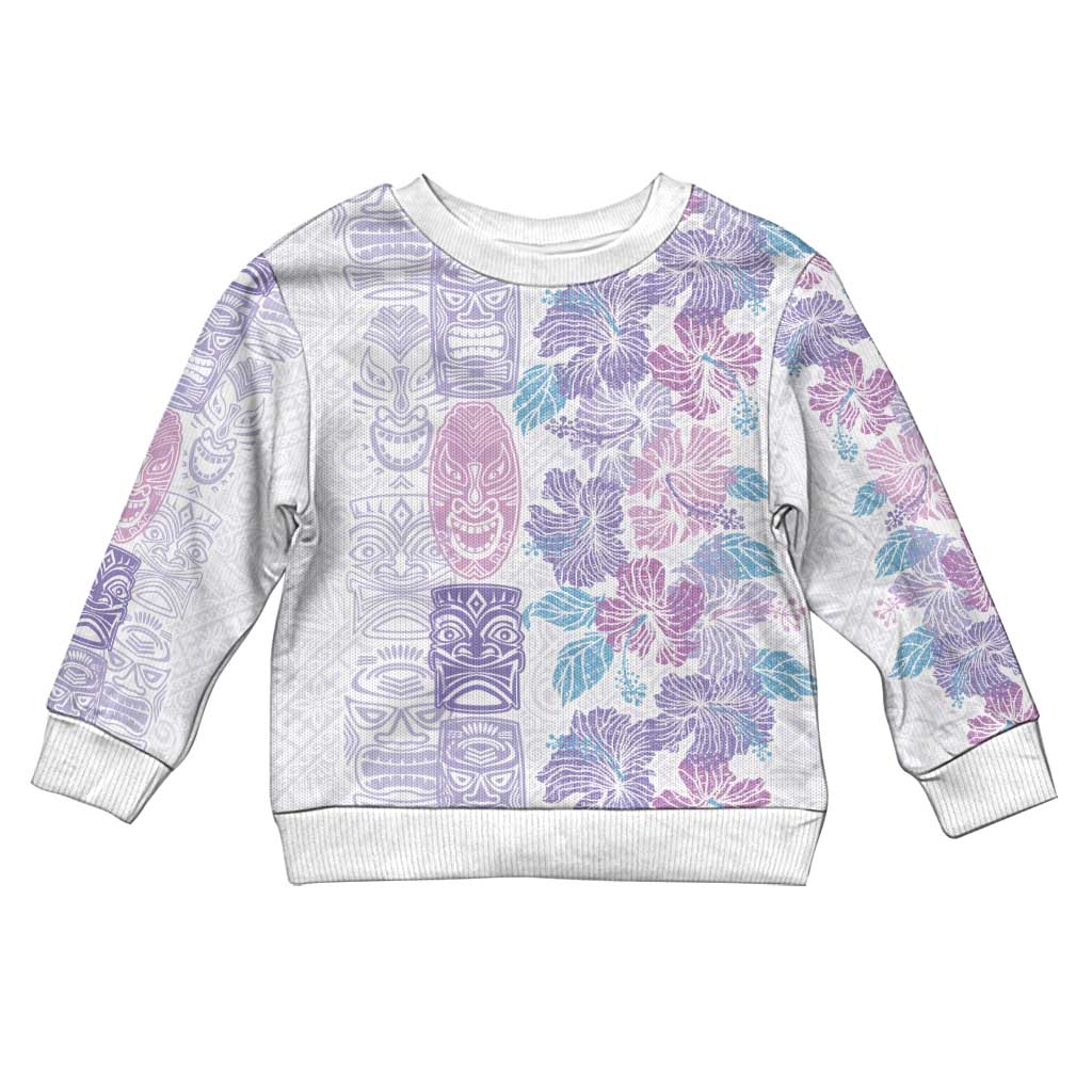 Christmas Aloha Hawaii Tiki Kid Ugly Christmas Sweater Hibiscus Winter Colors - Polynesian Pride