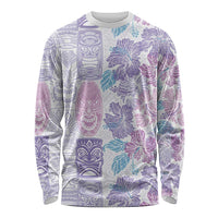 Christmas Aloha Hawaii Tiki Long Sleeve Shirt Hibiscus Winter Colors - Polynesian Pride