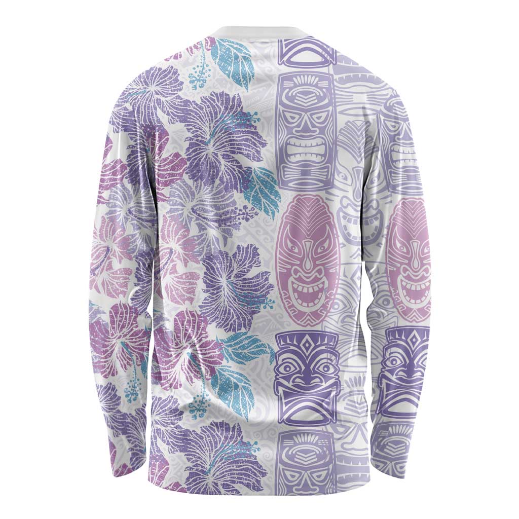 Christmas Aloha Hawaii Tiki Long Sleeve Shirt Hibiscus Winter Colors - Polynesian Pride