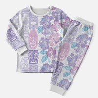 Christmas Aloha Hawaii Tiki Christmas Pajama Set Hibiscus Winter Colors - Polynesian Pride