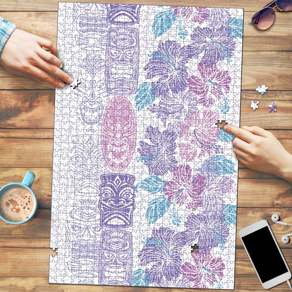 Christmas Aloha Hawaii Tiki Puzzle Hibiscus Winter Colors - Polynesian Pride