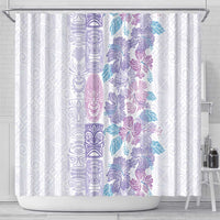 Christmas Aloha Hawaii Tiki Shower Curtain Hibiscus Winter Colors - Polynesian Pride