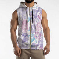Christmas Aloha Hawaii Tiki Sleeveless Zip Hoodie Hibiscus Winter Colors - Polynesian Pride