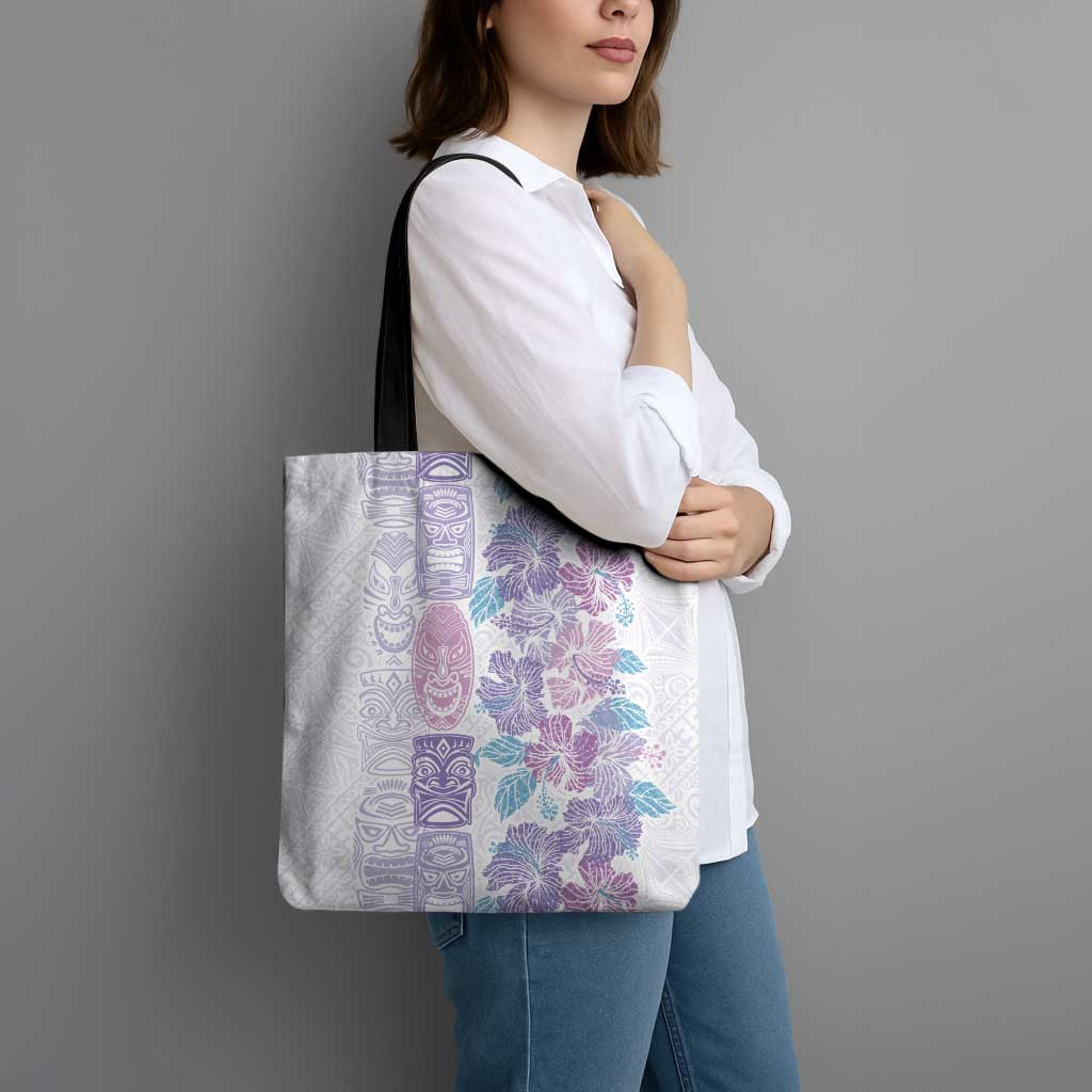 Christmas Aloha Hawaii Tiki Tote Bag Hibiscus Winter Colors - Polynesian Pride