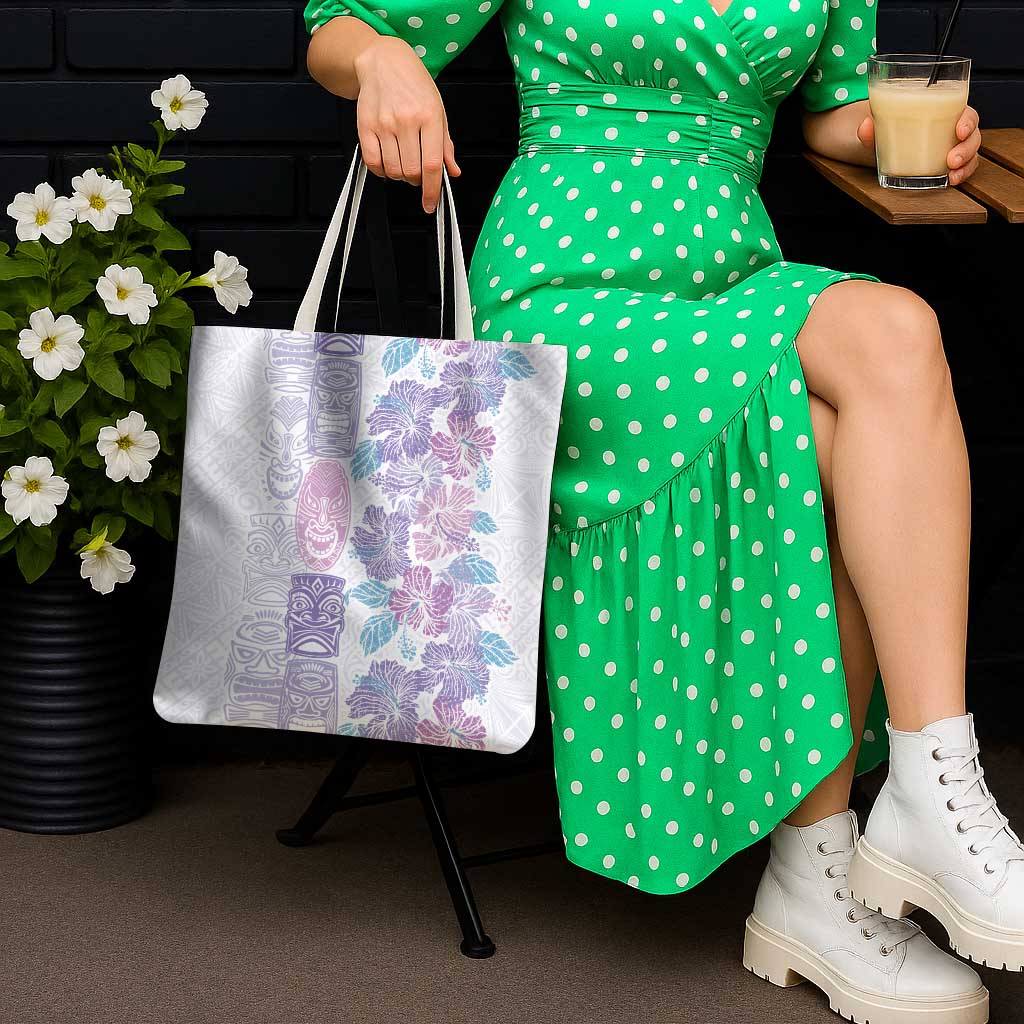 Christmas Aloha Hawaii Tiki Tote Bag Hibiscus Winter Colors - Polynesian Pride