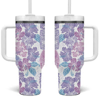 Christmas Aloha Hawaii Tiki Tumbler With Handle Hibiscus Winter Colors - Polynesian Pride