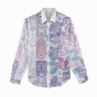 Christmas Aloha Hawaii Tiki Women Casual Shirt Hibiscus Winter Colors - Polynesian Pride