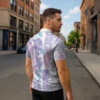 Christmas Aloha Hawaii Tiki Zipper Polo Shirt Hibiscus Winter Colors - Polynesian Pride