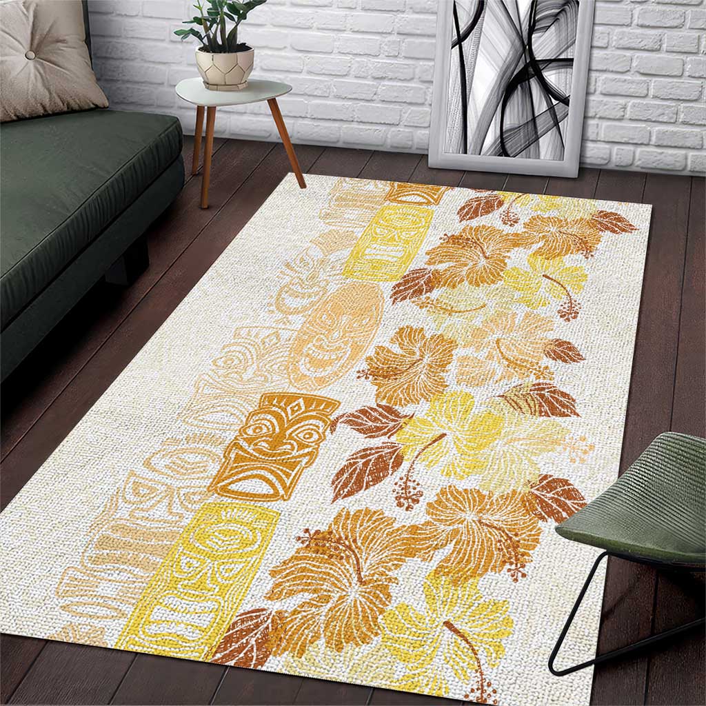 Christmas Aloha Hawaii Tiki Area Rug Hibiscus Autumn Colors - Polynesian Pride