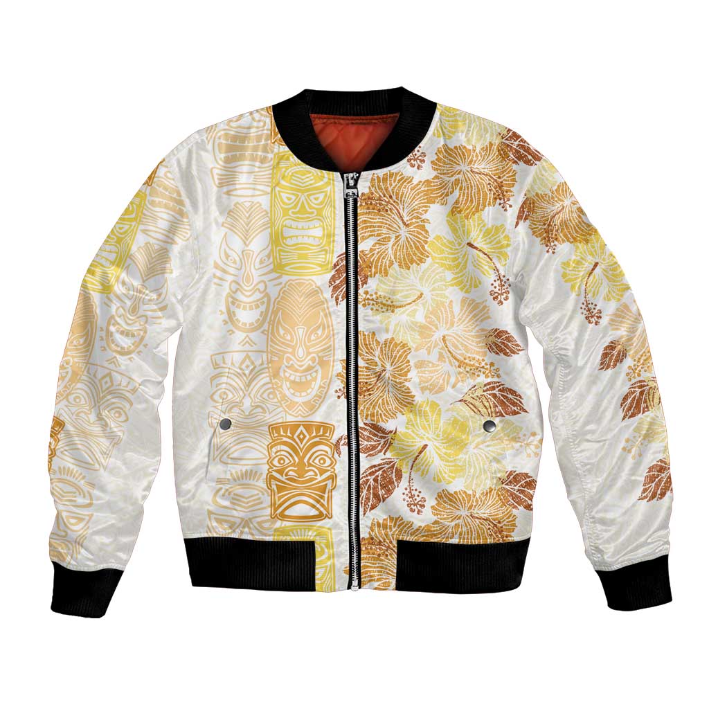 Christmas Aloha Hawaii Tiki Bomber Jacket Hibiscus Autumn Colors - Polynesian Pride