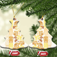 Christmas Aloha Hawaii Tiki Ceramic Ornament Hibiscus Autumn Colors - Polynesian Pride