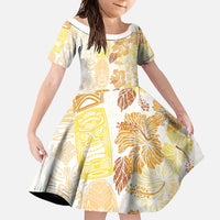 Christmas Aloha Hawaii Tiki Family Matching Long Sleeve Bodycon Dress and Hawaiian Shirt Hibiscus Autumn Colors - Polynesian Pride