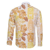 Christmas Aloha Hawaii Tiki Family Matching Puletasi and Hawaiian Shirt Hibiscus Autumn Colors - Polynesian Pride