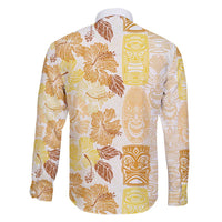 Christmas Aloha Hawaii Tiki Family Matching Short Sleeve Bodycon Dress and Hawaiian Shirt Hibiscus Autumn Colors - Polynesian Pride