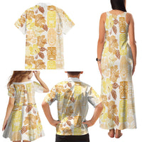 Christmas Aloha Hawaii Tiki Family Matching Tank Maxi Dress and Hawaiian Shirt Hibiscus Autumn Colors - Polynesian Pride