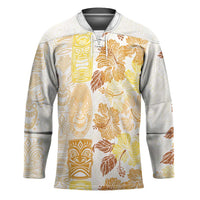 Christmas Aloha Hawaii Tiki Hockey Jersey Hibiscus Autumn Colors - Polynesian Pride