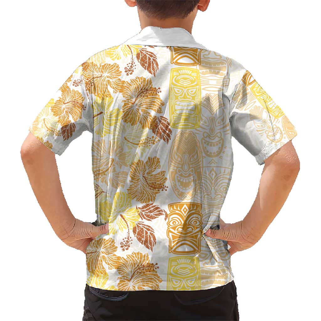 Christmas Aloha Hawaii Tiki Kid Hawaiian Shirt Hibiscus Autumn Colors - Polynesian Pride