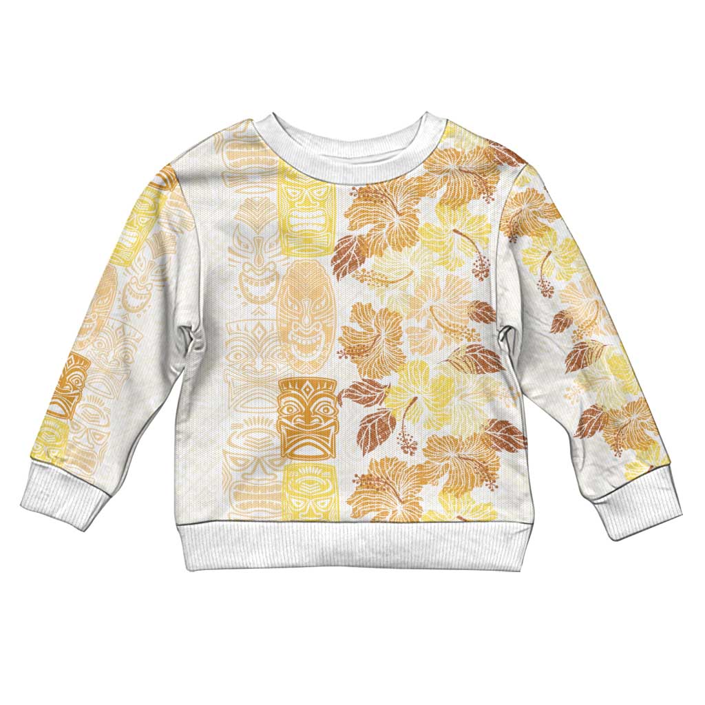Christmas Aloha Hawaii Tiki Kid Ugly Christmas Sweater Hibiscus Autumn Colors - Polynesian Pride