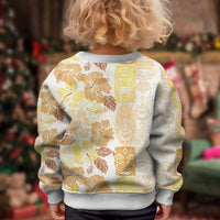 Christmas Aloha Hawaii Tiki Kid Ugly Christmas Sweater Hibiscus Autumn Colors - Polynesian Pride