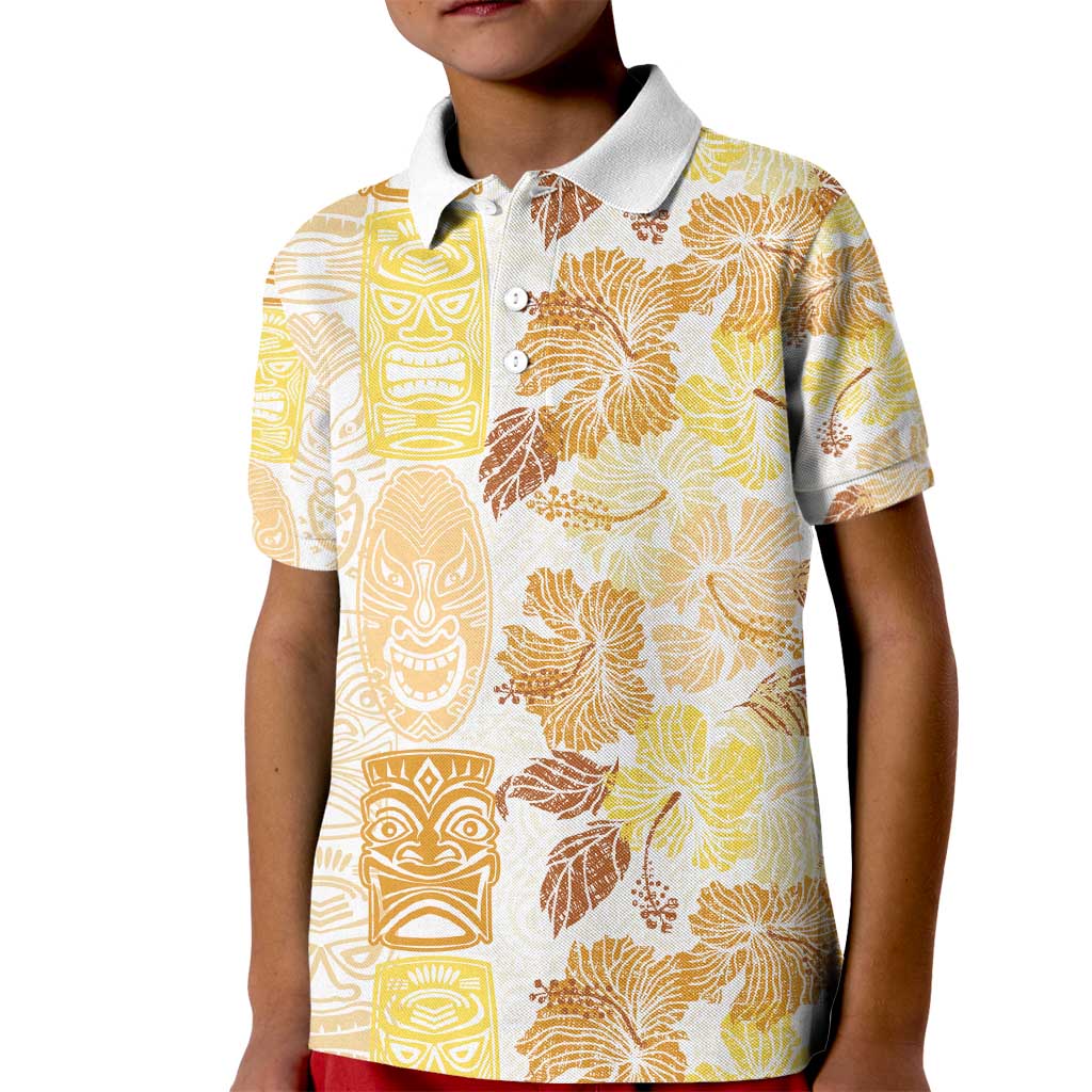 Christmas Aloha Hawaii Tiki Kid Polo Shirt Hibiscus Autumn Colors - Polynesian Pride