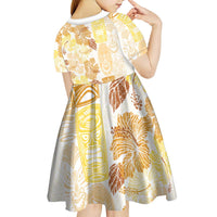 Christmas Aloha Hawaii Tiki Kid Short Sleeve Dress Hibiscus Autumn Colors - Polynesian Pride