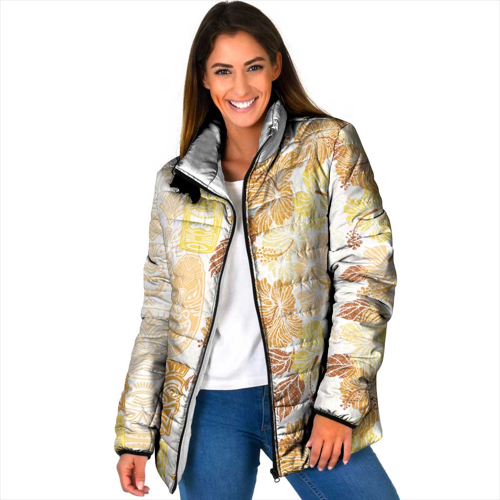 Christmas Aloha Hawaii Tiki Padded Jacket Hibiscus Autumn Colors - Polynesian Pride