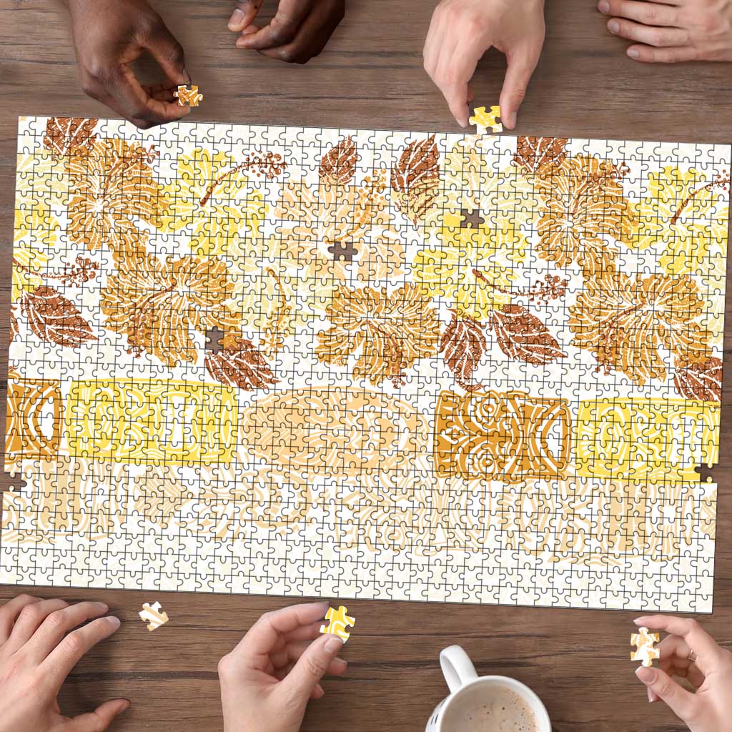 Christmas Aloha Hawaii Tiki Puzzle Hibiscus Autumn Colors - Polynesian Pride