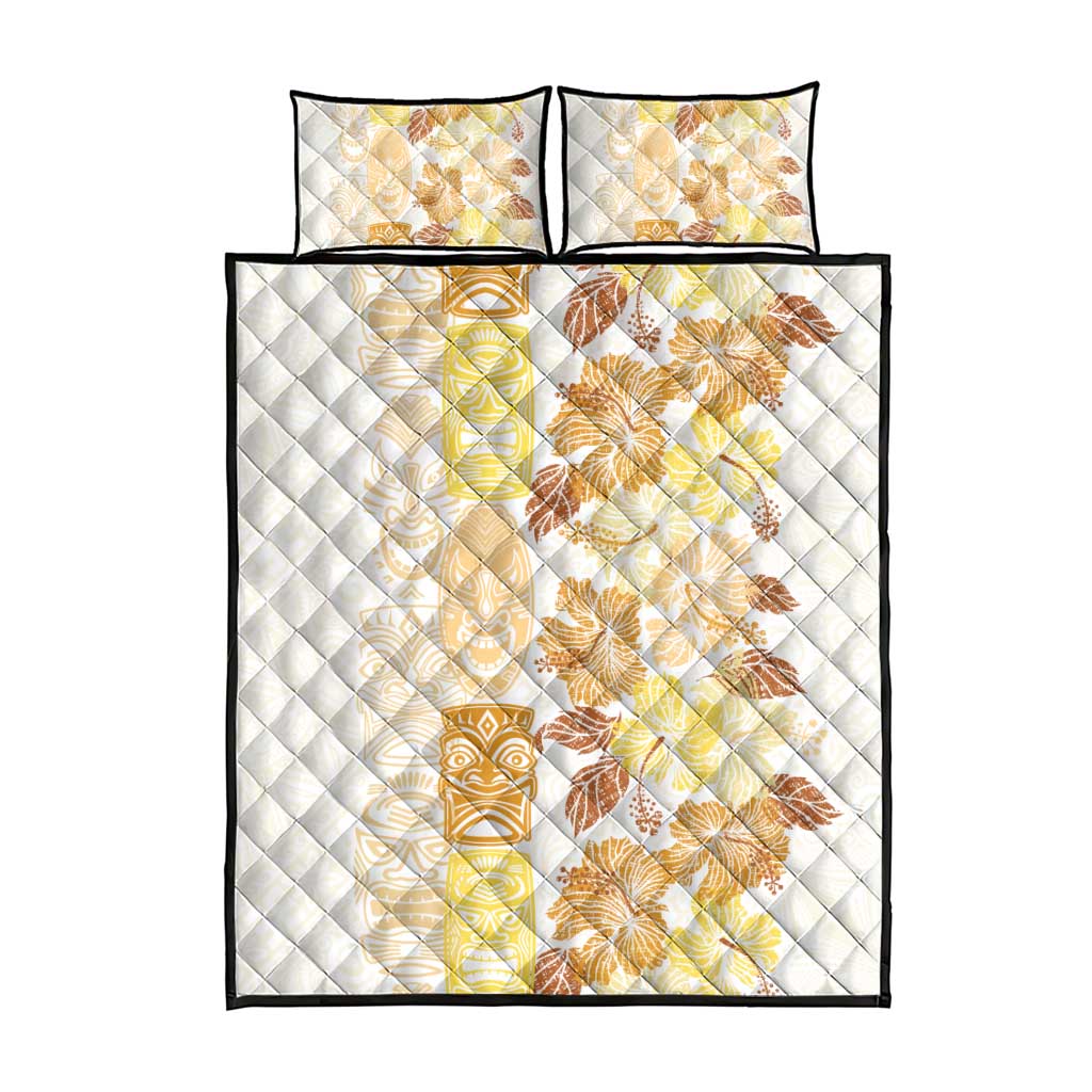 Christmas Aloha Hawaii Tiki Quilt Bed Set Hibiscus Autumn Colors - Polynesian Pride