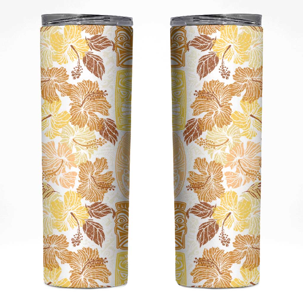 Christmas Aloha Hawaii Tiki Skinny Tumbler Hibiscus Autumn Colors - Polynesian Pride