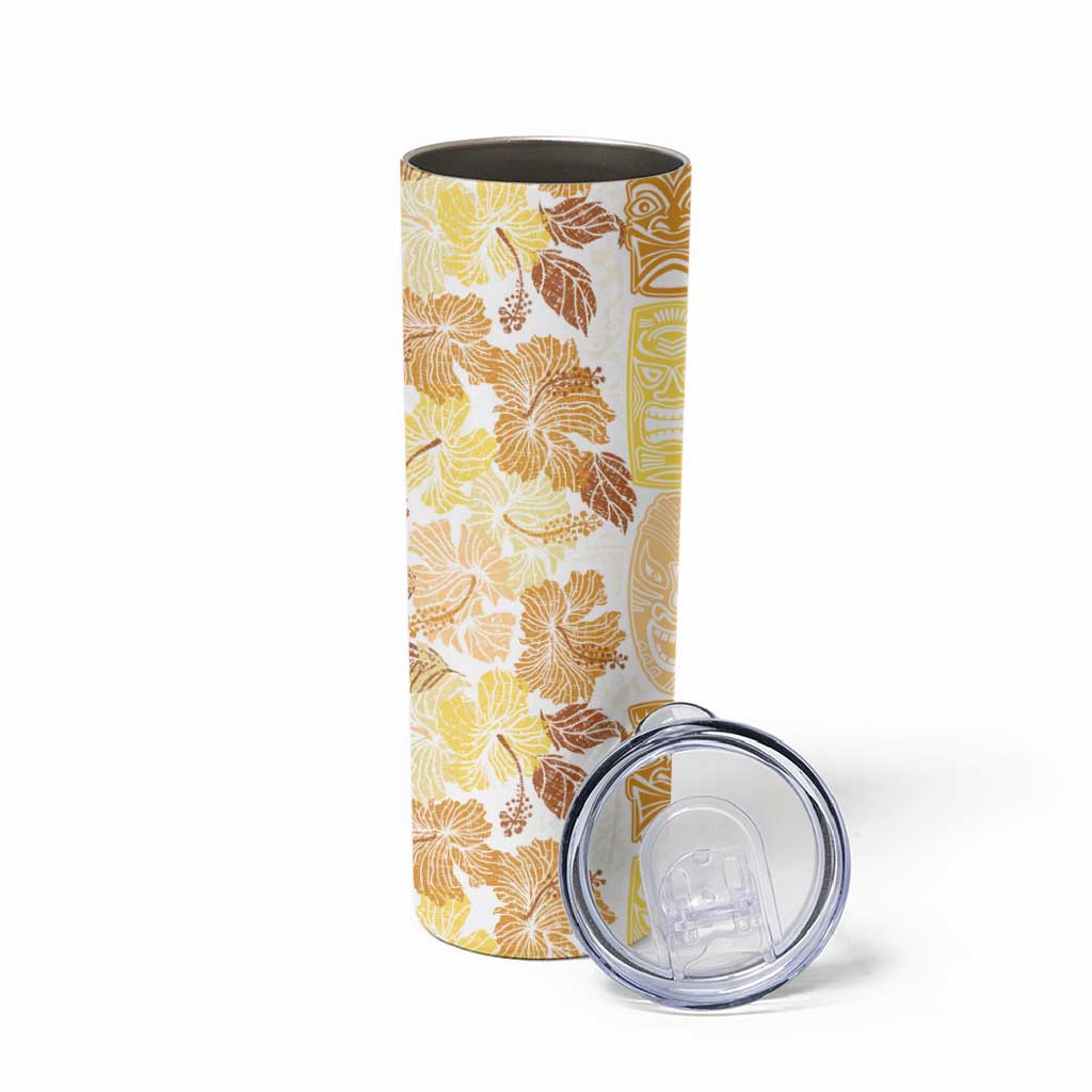 Christmas Aloha Hawaii Tiki Skinny Tumbler Hibiscus Autumn Colors - Polynesian Pride