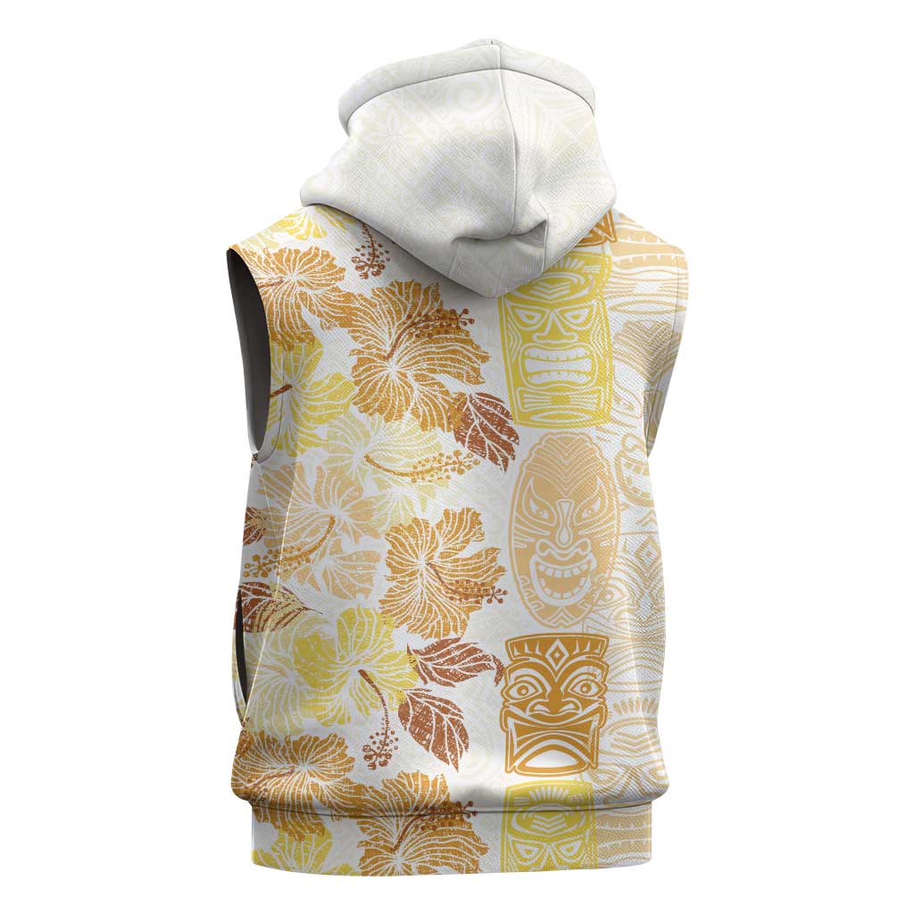 Christmas Aloha Hawaii Tiki Sleeveless Zip Hoodie Hibiscus Autumn Colors - Polynesian Pride