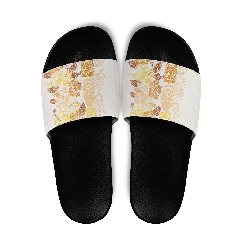 Christmas Aloha Hawaii Tiki Slide Sandals Hibiscus Autumn Colors - Polynesian Pride