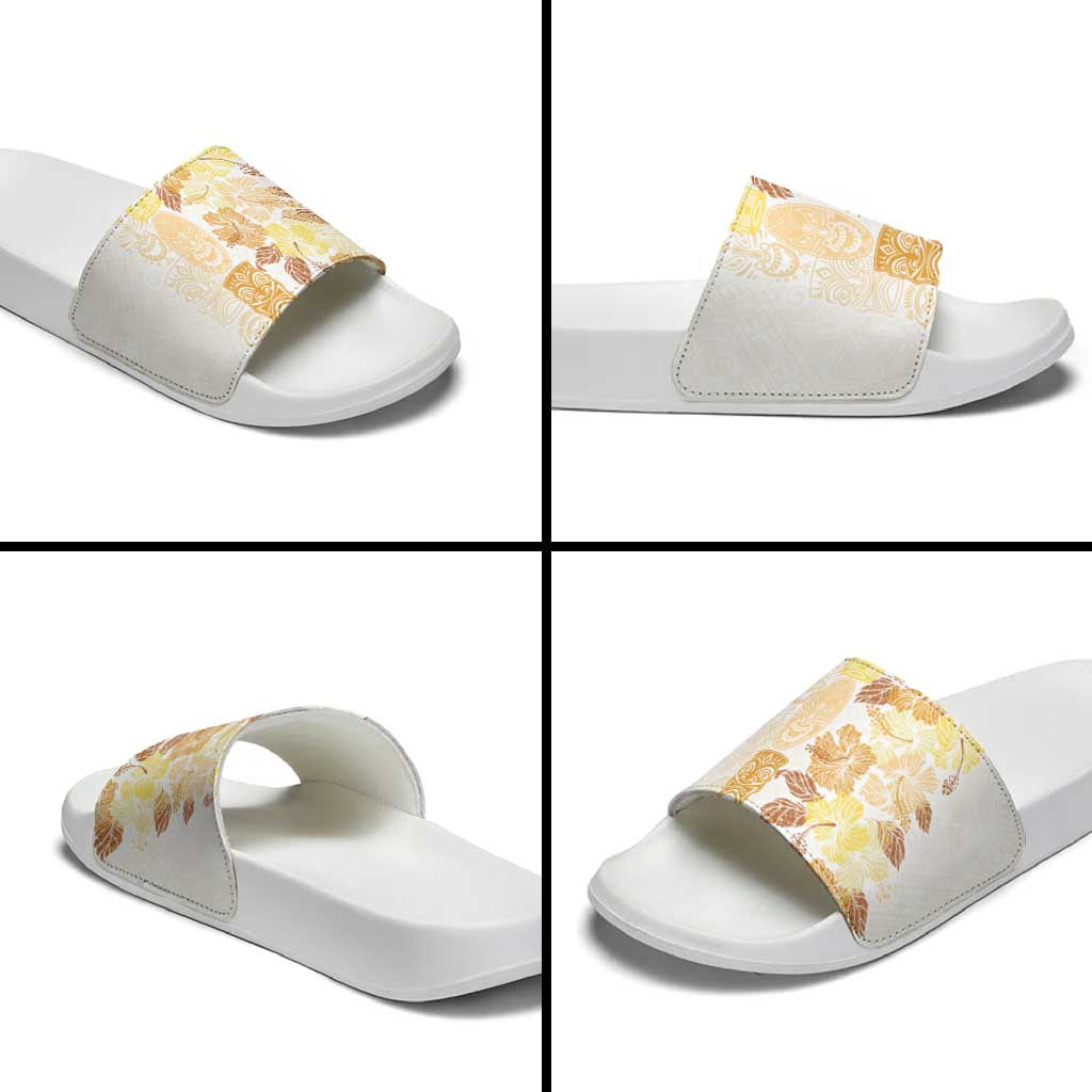 Christmas Aloha Hawaii Tiki Slide Sandals Hibiscus Autumn Colors - Polynesian Pride