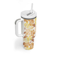 Christmas Aloha Hawaii Tiki Tumbler With Handle Hibiscus Autumn Colors - Polynesian Pride