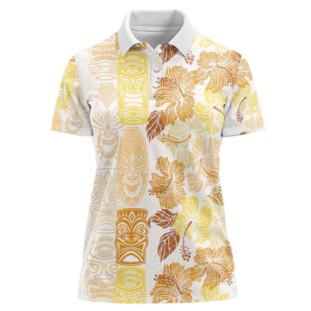 Christmas Aloha Hawaii Tiki Women Polo Shirt Hibiscus Autumn Colors - Polynesian Pride
