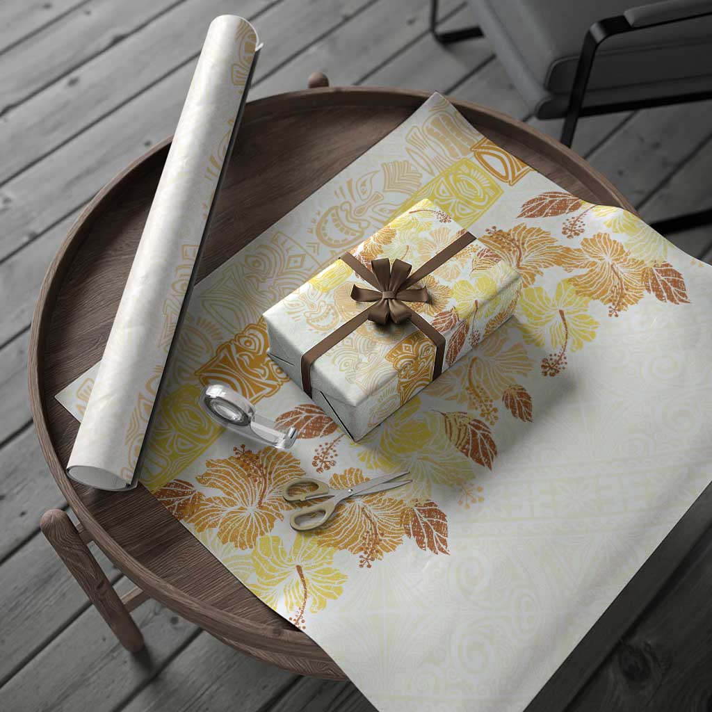 Christmas Aloha Hawaii Tiki Wrapping Paper Hibiscus Autumn Colors
