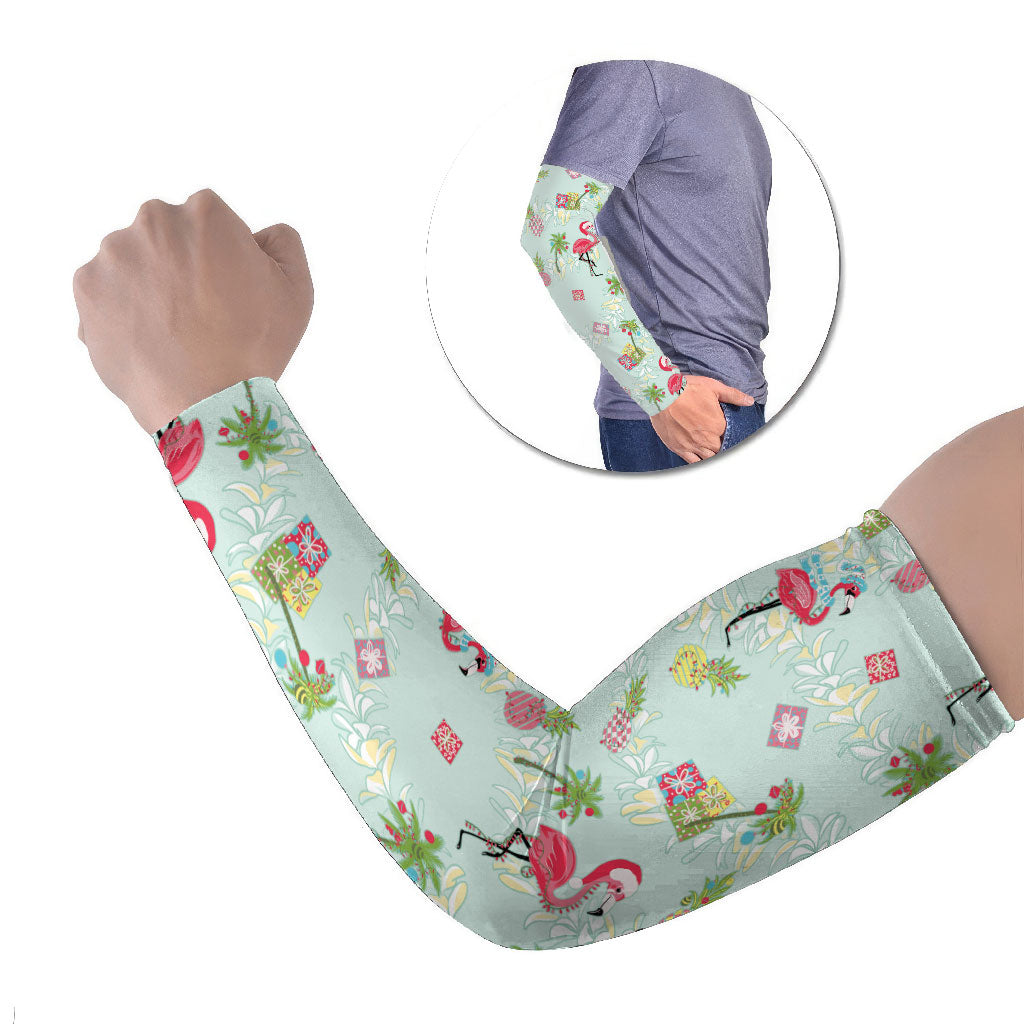 Aloha Hawaii Christmas Seamless Arm Sleeves Plumeria Lei LT7 Set of 2 Cerulean - Polynesian Pride