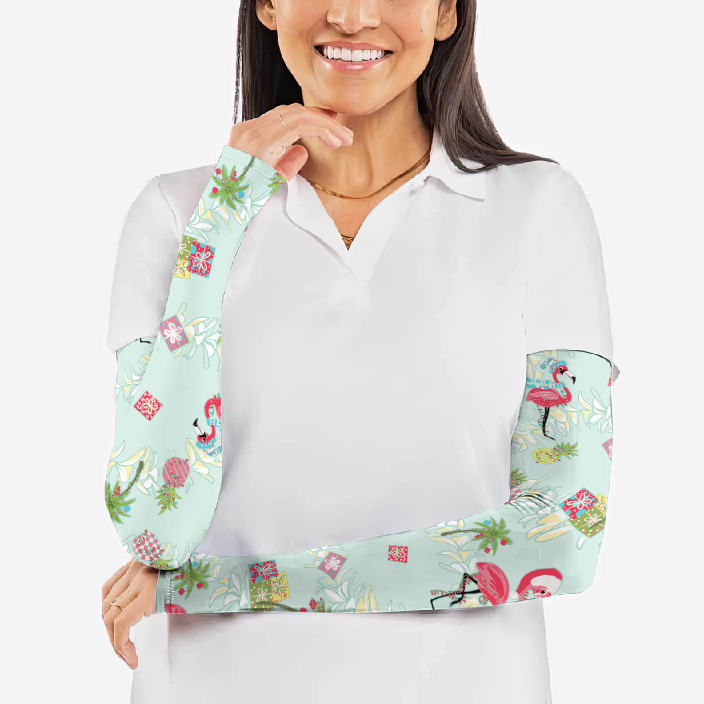Aloha Hawaii Christmas Seamless Arm Sleeves Plumeria Lei LT7 - Polynesian Pride