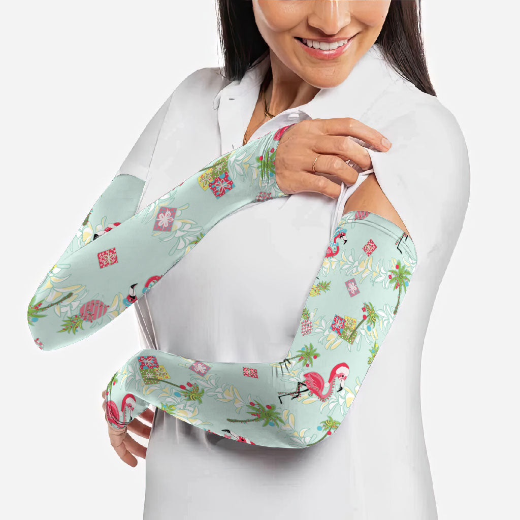 Aloha Hawaii Christmas Seamless Arm Sleeves Plumeria Lei LT7 - Polynesian Pride