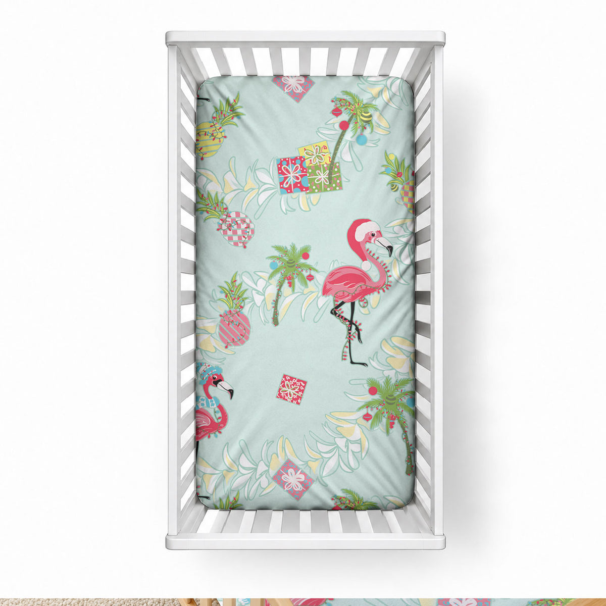 Aloha Hawaii Christmas Seamless Baby Bed Cover Plumeria Lei LT7 28 × 52 in Cerulean - Polynesian Pride