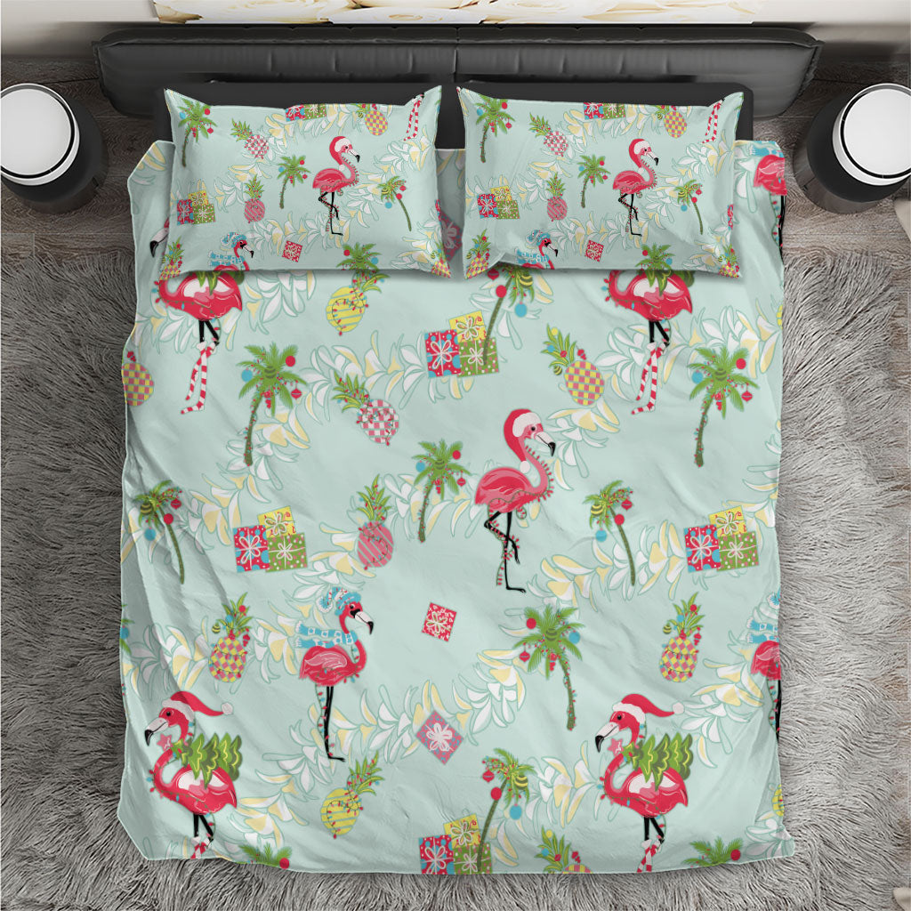 Aloha Hawaii Christmas Seamless Bedding Set Plumeria Lei LT7 Cerulean - Polynesian Pride
