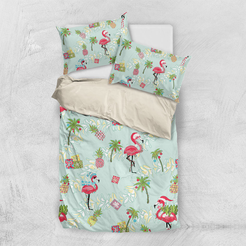 Aloha Hawaii Christmas Seamless Bedding Set Plumeria Lei LT7 US Twin 172cm x 218cm Cerulean - Polynesian Pride