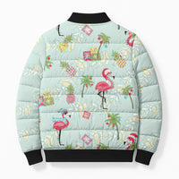 Aloha Hawaii Christmas Seamless Bomber Puffer Jacket Plumeria Lei LT7 - Polynesian Pride